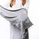 Кашемірова хустка з камінцями 90х90см Сіра, фото 5