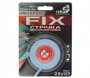 Стрічка 2-стороння спінена VIROK Universal Fix: 12 мм х 2 м