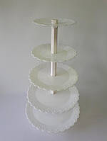 Підставка для торта 5 ярусна Стійка пластикова для капкейків D 20/24/29/34/39 cm H 68 cm IKA SHOP