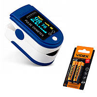 Пульсоксиметр беспроводной на палець Pulse Oximeter + Подарок Батарейка для пульсометра 2 шт