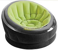 Надувное велюровое кресло Intex 68581 Размер 112-109-69см Зеленое