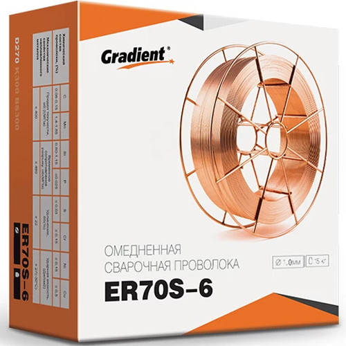 Дріт зварювальний обміднений Gradient ER70S-6 ⁇ 1.0 мм 15 кг