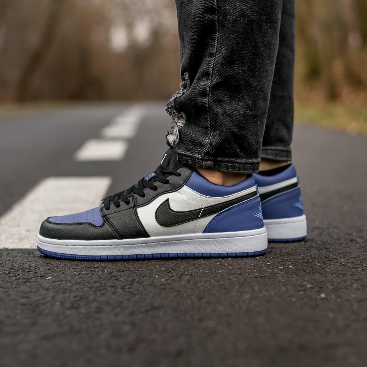 Кроссовки мужские синие Air Jordan Retro 1 Low (07596)