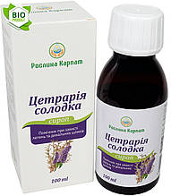 Сироп Цетрарія - солодка 100мл. «Рослина Карпат» фітозасіб при захворюваннях горла і верхніх дихальних шляхів.