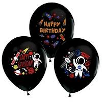 Латексный шарик Balonevi 12"(30 см) Happy Birthday Космос