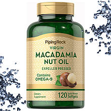 Макадамія горіх Piping Rock Macadamia Nut Oil contains Omega-9 (з Омегой-9) 120 гелевих капсул
