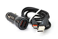 Автомобильное зарядное устройство USB 4you B2 (5A/25W, QC3, Fast Charger, 2 USB, 3.6-12V) black + Type C