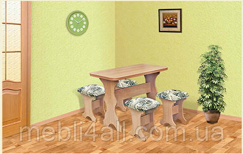 Кухонний комплект стіл + 4 табурети м'яких, фото 1