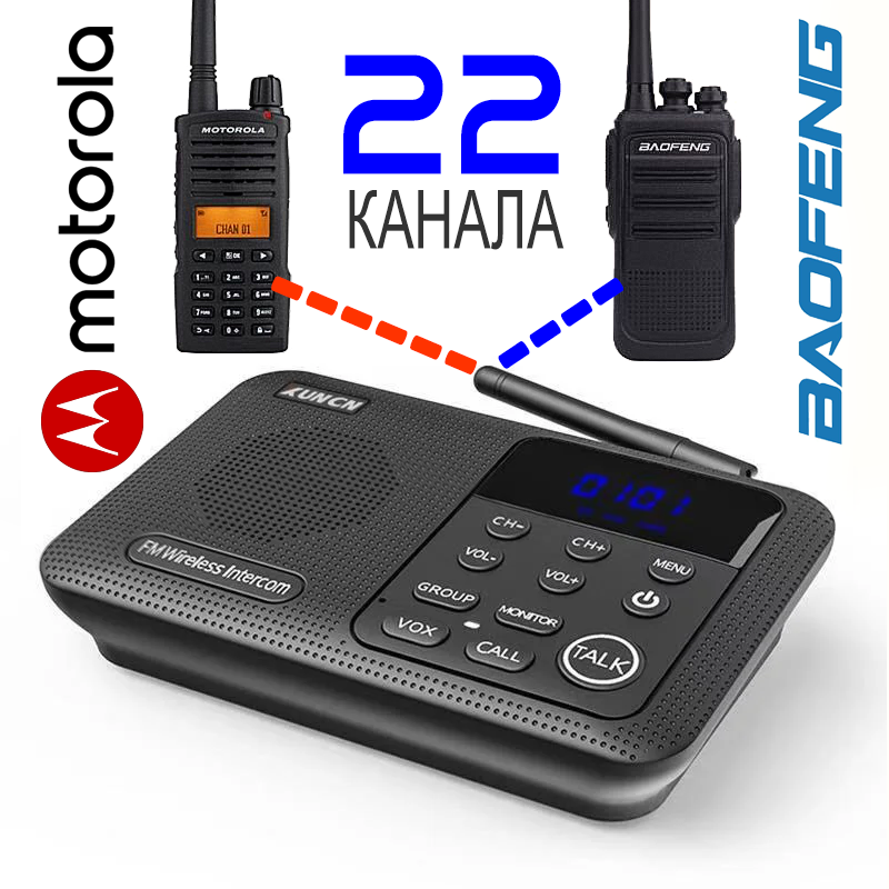 Інтерком військовий XUNCN XT8. Сумісний з UHF раціями Baofeng, Motorola та ін. Переговорний пристрій до 1,6 км!
