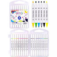 Від 2 шт. Фломастер двосторонній 18 кольорів "Children Marker" 190-18 в пластиковому боксі  купити дешево оптом в