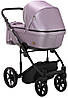 Коляска 2 в 1 Adamex Amelia шкіра 100% SM7 світло-бузковий перламутр, фото 5