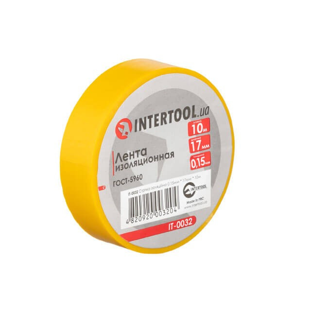 Стрічка ізоляційна 0.15 мм*17мм*10м жовта INTERTOOL IT-0032