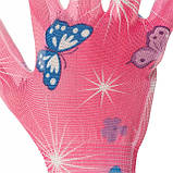 Садові рукавички з поліуретановим покриттям 8" рожеві INTERTOOL SP-0162, фото 3