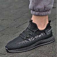 Йдуть на 40р! Кросівки чоловічі чорні літні сітка трикотажні Кроссовки мужские черные летние (Код: 2052)