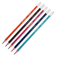 Популярний! Олівець графітний Buromax НВ, with eraser, triangular, assorted colors, carton (BM.8510) - Краща якість тільки на