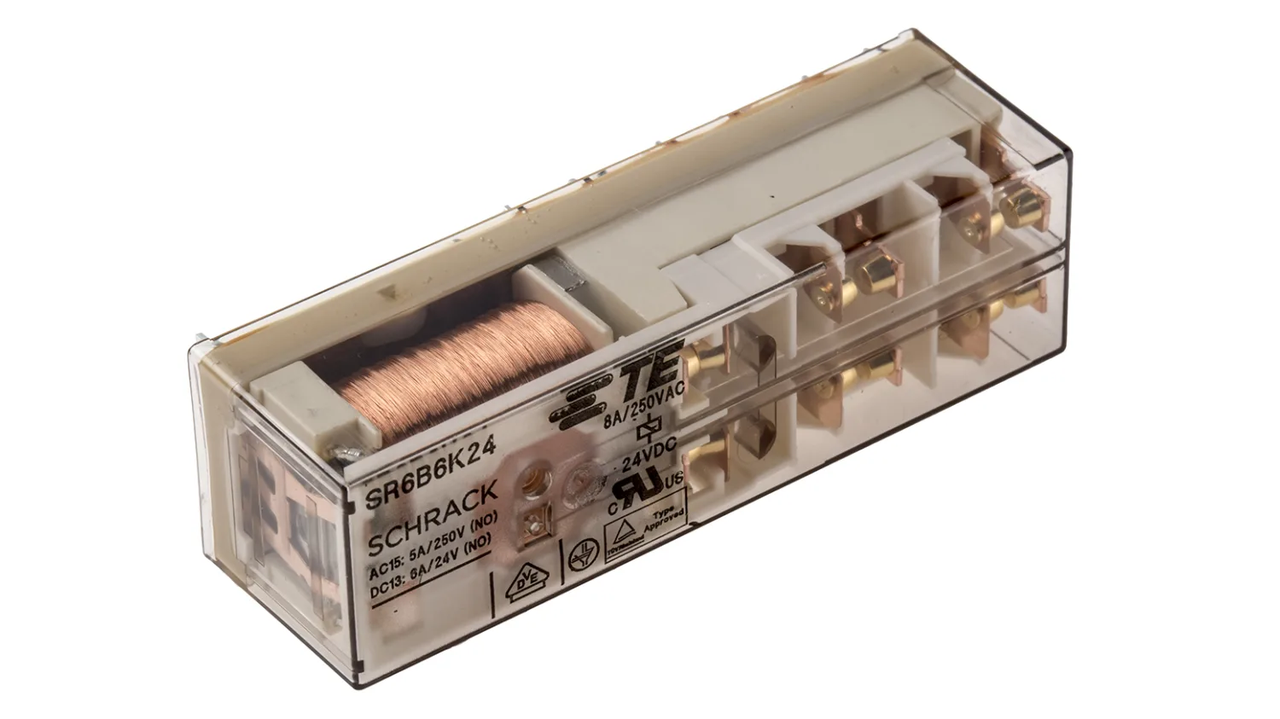 Реле проміжне  TE Connectivity SR6B6K24 8A 24V DC 4NO+2NC (електромеханічне), фото 1