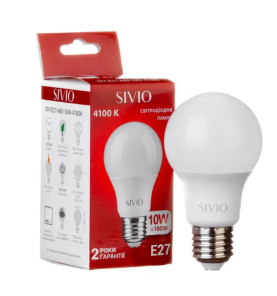Лампа світлодіодна SIVIO A60-10W 4100 K E27