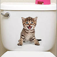 Вінілова наклейка на стіну, у ванну, на туалет ""котик, який м'явкає" (23см*25см)