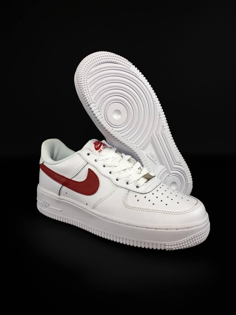 Nike air force 1 white red swoosh sales