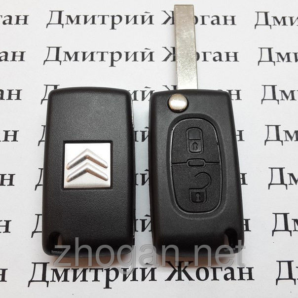 Выкидной ключ на Citroen C1, C2, С3, С4, Berlingo (Ситроен Берлинго) 2 кнопки, ID46 (7961) / 433MHZ (FSK) - фото 1 - id-p43110786