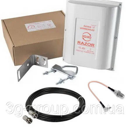 3G/4G антена Razor 1700-2200 МHz 15dB + 10 м кабелю + перехідник CRC9