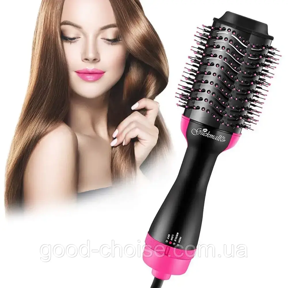 Фен-щітка для волосся 3в1 One Step Hair Dryer, 1200Вт / Круглий гребінець-стайлер для укладання та випрямлення волосся