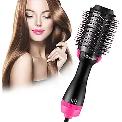 Фен-щітка для волосся 3в1 One Step Hair Dryer, 1000Вт / Круглий гребінець-стайлер для укладання та випрямлення волосся