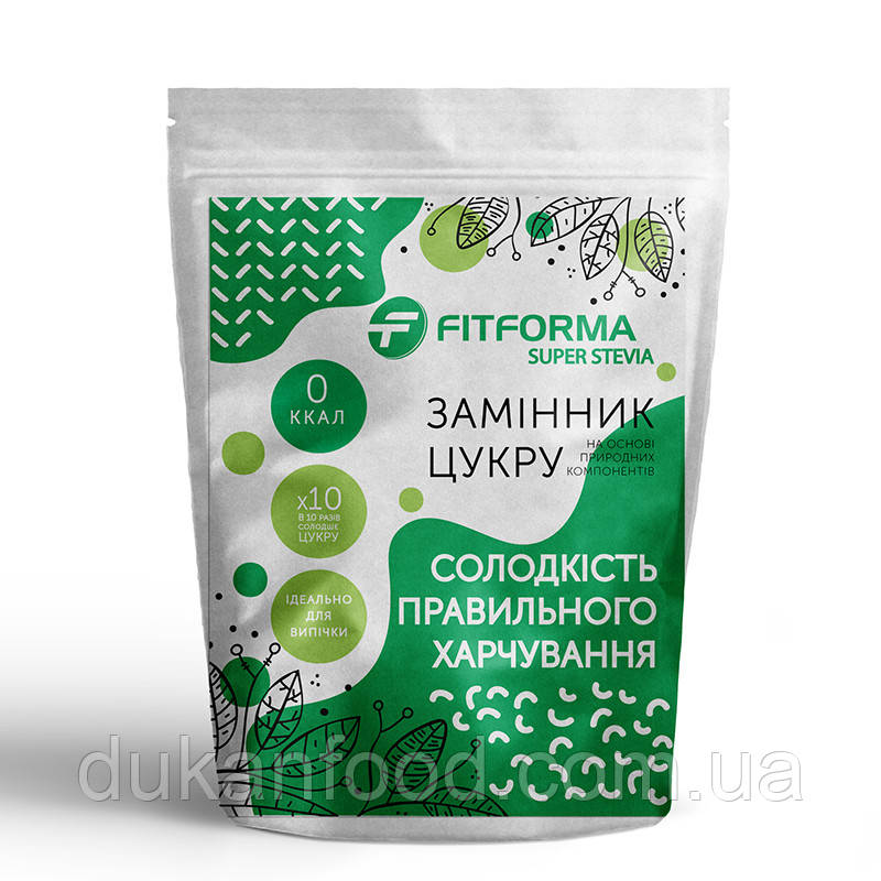 Цукрозамінник "ФітФорма SUPER STEVIA", 150 г (коефіцієнт солодкості 1:10)