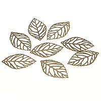 Листья для украшений, листочки металл цвет бронза, MIX размеров, 50 шт уп.