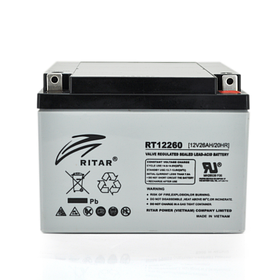 Акумуляторна батарея AGM RITAR RT12260, Gray Case, 12 V 26.0 Ah (166 х 178 х125) Q1