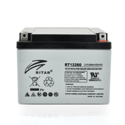 Акумуляторна батарея AGM RITAR RT12260, Gray Case, 12 V 26.0 Ah (166 х 178 х125) Q1, фото 1