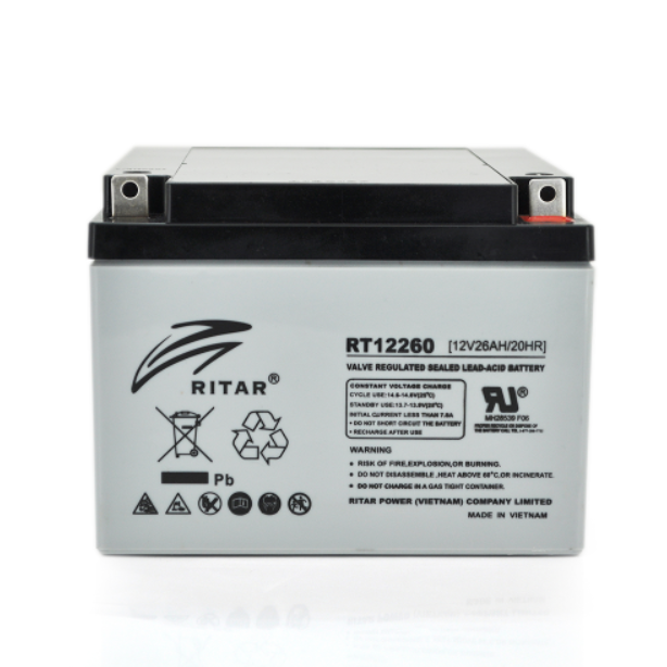 Аккумулятор AGM RITAR RT12260, Gray Case, 12V 26.0Ah (166х178х125) Q4 АКБ олив'яно-кислотний