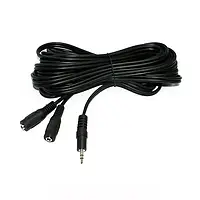 Аудио-кабель Cablexpert CCA-415 3.5mm mini jack (тато) - 2x3.5mm mini jack (мама) Black 5m