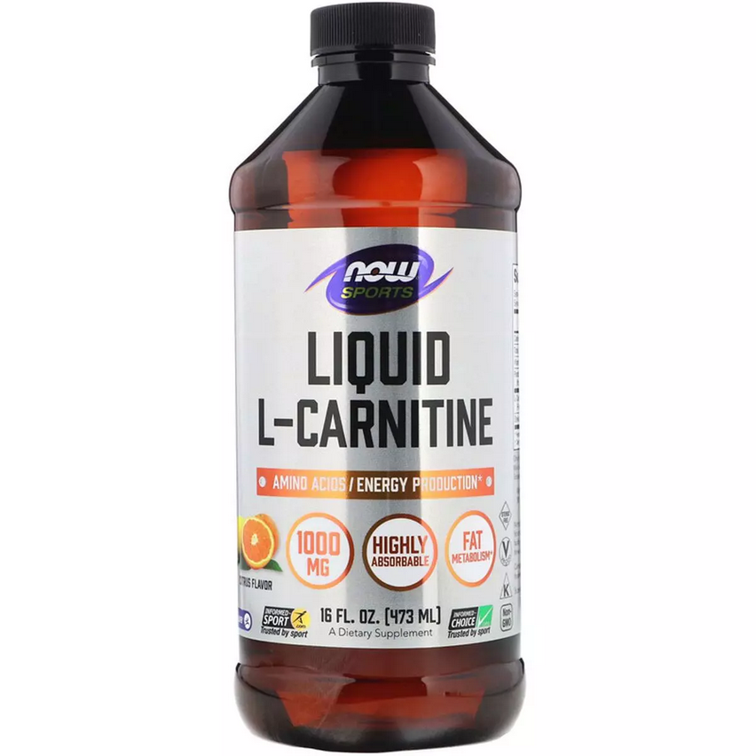 L-карнітин Рідкий із цитрусовим смаком, L-Carnitine, Now Foods, 1000 мг, 473 мл