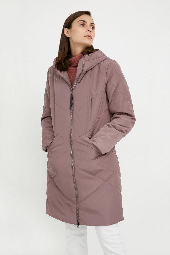 Довга жіноча куртка Finn Flare A20-11007-823 темно-рожева S