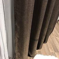 Однотонні штори на люверсах з льону в спальню Темно-шоколадні в спальню, фото 9