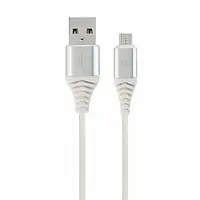 Дата-кабель Cablexpert Premium Cotton Braided CC-USB2B-AMMBM-1M-BW2 1m USB (тато) - microUSB (тато) Silver