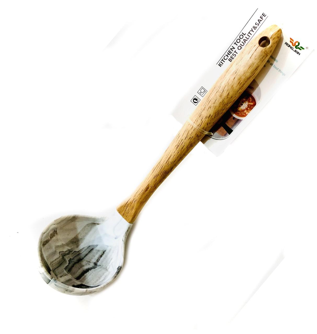 Ополоник силіконовий під мрамор з дер.ручкою