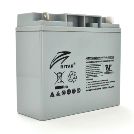 Акумуляторна батарея AGM RITAR HR12-60W, Gray Case, 12V 17.0Ah ( 181 х 77 х 167 ) 4.80 kg Q4, фото 2