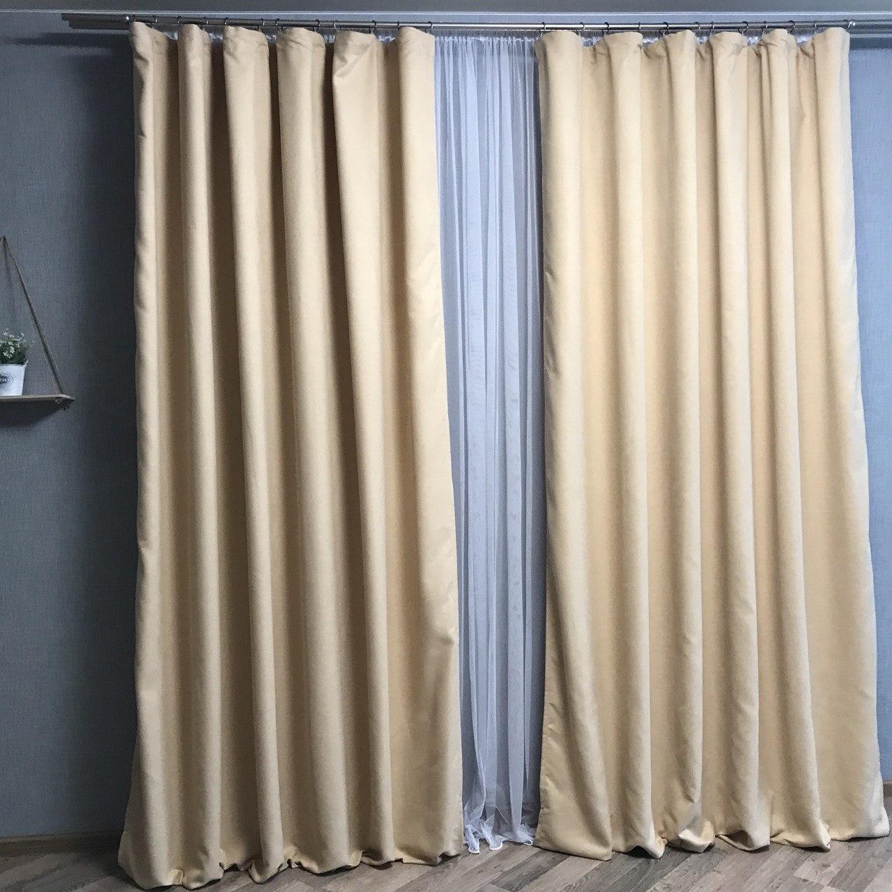 Штори мікровелюрові ALBO кремові 150×270 см, комплект 2 шт. (SH-PKn-96), фото 1