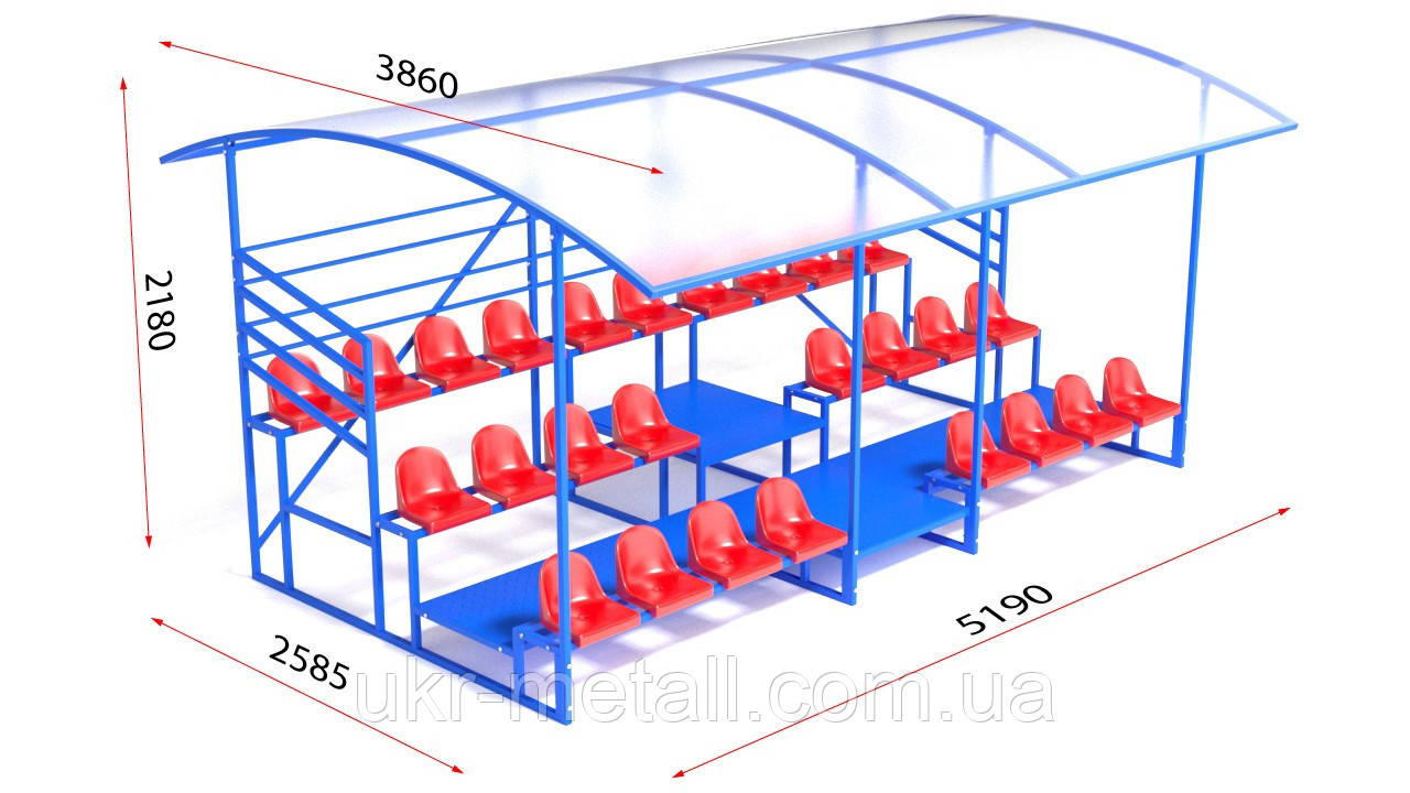Скамейки для запасных игроков с навесом / трибуны для спортивных площадок / трибуны стадиона - фото 9 - id-p1129753037