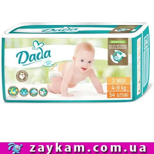 Дада 3 Екстра Софт ( DADA 3 Extra Soft ) памперси підгузники 4-9 кг, 54 шт.