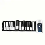 Гнучке піаніно, синтезатор на 88 клавіш, вбудований акумулятор, педаль — Чорний, фото 7