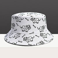 Модная стильная двухсторонняя панама с коровами панамка шляпа корова