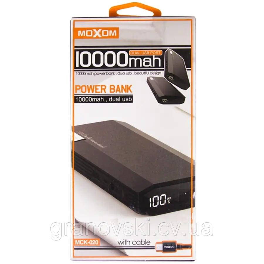 Зовнішня батарея Портативный аккумулятор (PowerBank, Повербанк) MOXOM MCK-020  с ємкістю 10000 мАч