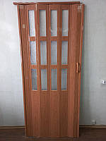 Дверь гармошка межкомнатная полуостекленная, ольха 5, 860х2030х10мм