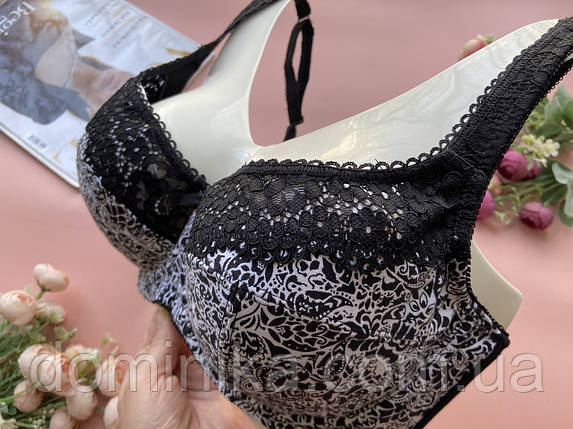 85/90/95/100D Бюстгальтер на великі груди без поролону чорно білий, фото 3