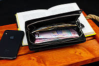 Чорний багатофункціональний чоловічий гаманець з натуральної шкіри МС291, фото 9