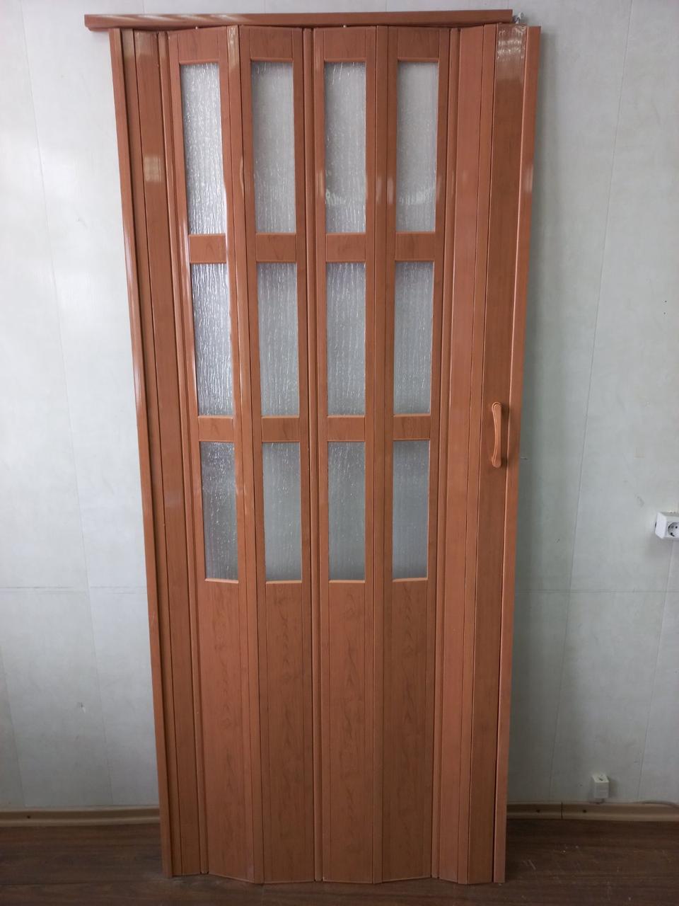 Двері гармошка міжкімнатна напівстостеклена, ольха 5, 1020 x 2030x12м