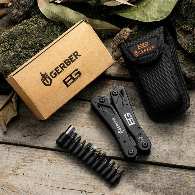 Мультитул Gerber Bear Grylls з набором біт (насадок) та пасатижами  9 в 1 BG-818 (код: 4376)
